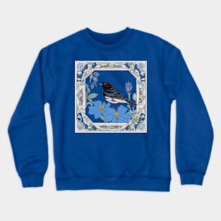 Lark Bunting And Colorado Blue Columbine In Decorative Border Crewneck Sweatshirt